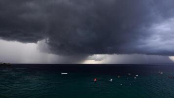 Time-lapse with thunderstorm over the ocean video