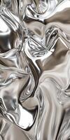 Abstract metallic silver texture with smooth, fluid-like surfaces creating a reflective and dynamic appearance. photo