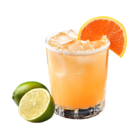 A margarita with orange slices and lime png