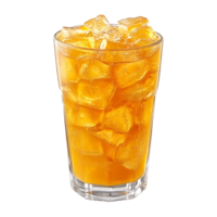 A glass of orange juice with ice cubes png
