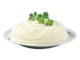 Mashed Potatoes Creamy, whipped mashed potatoes swirled into a soft peak on a transparent background, with a pool of melted png