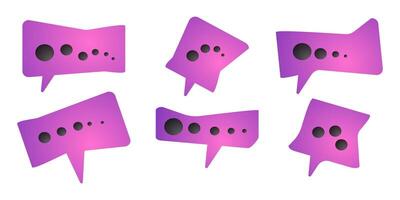 Set of speech bubbles with gradient. Conversations, discussions and help. Cartoon shapes of bubbles with messages. vector