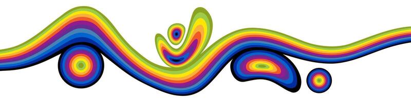 Abstract horizontal background with colorful wavy lines and shapes. Modern brochure backdrop. vector