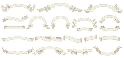 Vintage Ribbon Banners Set, Decorative Design Elements, collection of isolated illustrations horizontal elegant banners for slogan or title vector