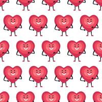 Happy Heart Character Pattern Repeating Seamless Design vector