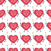 Playful Heart Characters in Repeating Pattern vector
