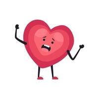 Charming Heart Character with Playful Emotions Valentines Day. vector