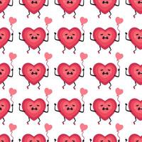 Repeating Heart Mascots in a Cute Cartoon Pattern vector