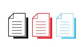 Three document icons on white background vector
