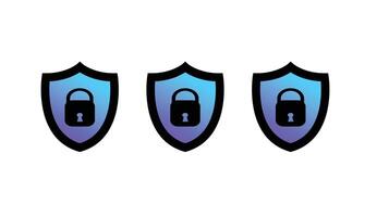 shield icons with padlocks on white background vector