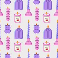 Trendy candles seamless pattern. Playful colorful print. Flat illustartion. vector