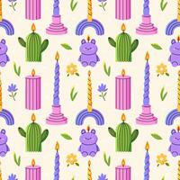 Trendy candles seamless pattern. Playful colorful print. Flat illustartion. vector