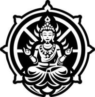 Avalokiteshvara symbol icon in solid style vector