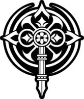 A filled style icon of vajra scepter symbol vector