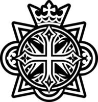 Cross crown symbol icon in glyph style vector