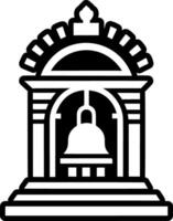 A solid style icon of bell tower symbol vector