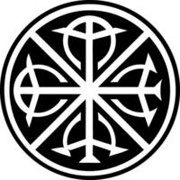 A glyph style icon of chi rho symbol vector
