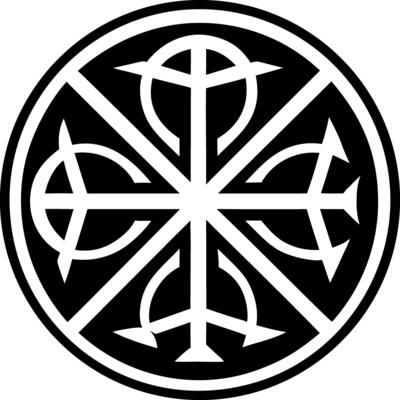 A glyph style icon of chi rho symbol