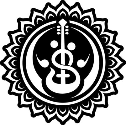 Sacred veena icon in glyph style