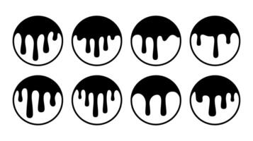 Stylized Dripping Paint Icons in Monochrome - Circular Design vector