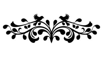 Elegant Floral Ornament with Leaves and Abstract Lines in Vintage Baroque Style vector