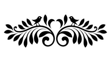 Floral Ornament with Abstract Lines and Vintage Baroque Scroll Border Design vector