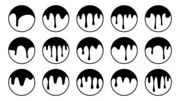 Dripping Paint Icon Set - Circular Black and White Creative Design Elements vector