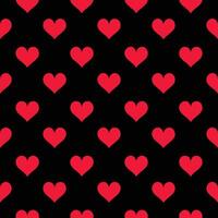 Seamless Red Heart Pattern on Black Background for Decorative Design. vector