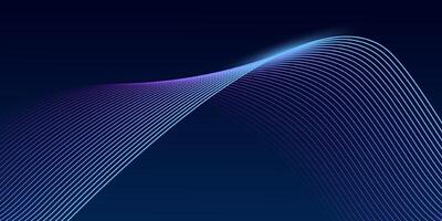 Abstract dark blue background with dynamic wave lines Futuristic technology concept vector