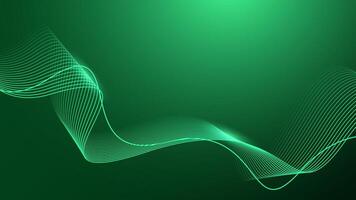 Abstract shining wave lines on dark green background. Dynamic wave pattern Futuristic technology concept vector