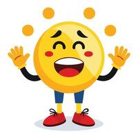 emoji character with happy face and hands up vector