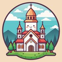 church with a cross on top vector