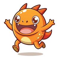orange monster running and smiling vector
