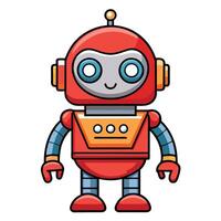 a cartoon robot with a red and orange color scheme vector