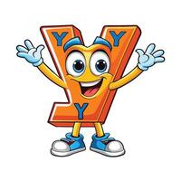 a cartoon letter y character with arms up and vector