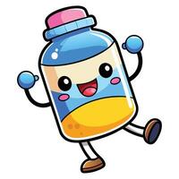 a cartoon bottle of milk with a smiley face vector