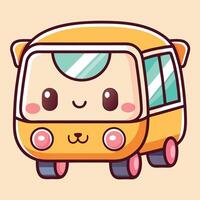 a cartoon bus with eyes and a vector