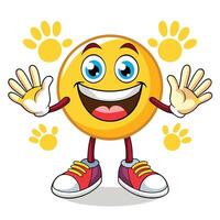 emoticon character with paws and paw prints vector