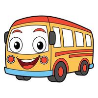 cartoon bus with smiling face on white vector