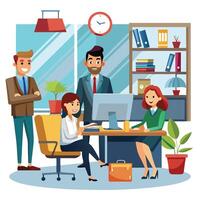 business people working in office, illustration vector