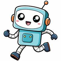 a cartoon robot running with its eyes closed vector