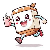 a cartoon character running with a drink vector