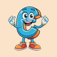 cartoon letter c character with hands up and feet on the ground vector
