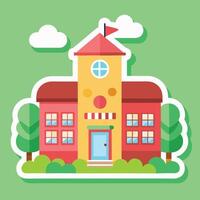 school building icon in flat style illustration vector