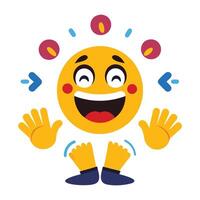 a cartoon emoticion with hands up and feet out vector
