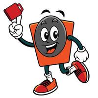 a cartoon character of a rock holding a red card vector