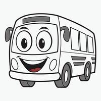 cartoon bus with smiling face and eyes vector