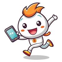 a cartoon character running with a phone in his hand vector