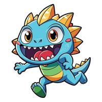 blue dinosaur running with its mouth open vector