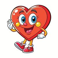 cartoon heart character waving and smiling vector